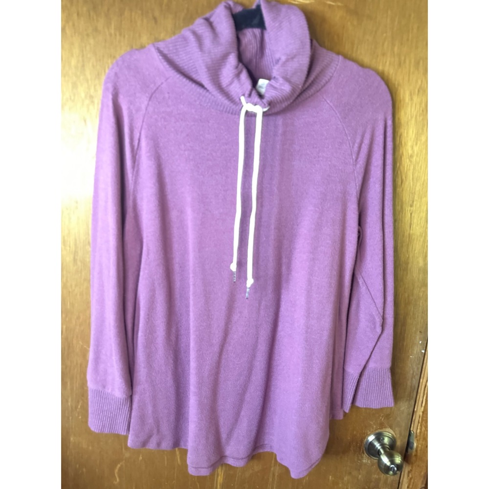 Terra & Sky Womens 0X 14W Pink Cowl Neck Drawstring Pullover Top TS42100042876